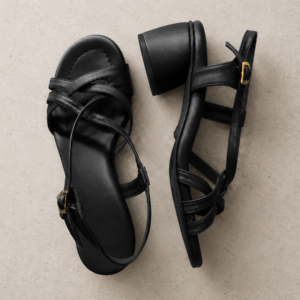 Midori sandalo a listini con tacco 50 e sottopiede in memory in nappa nero