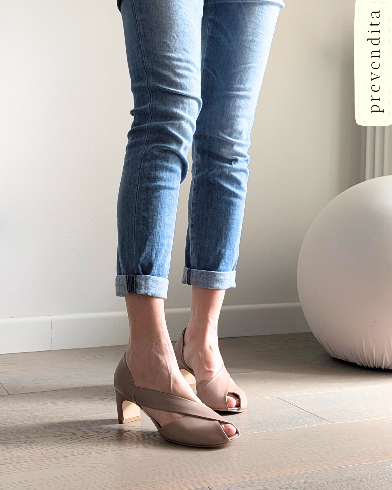 Diana decollete peep toe in nappa nude