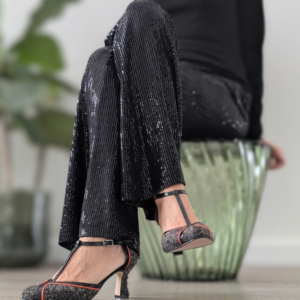 Bianca Bouclé Grigio – Décolleté T-bar con tacco 7 cm