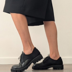 Fluffy New Lace — Scarpe stringate donna in pelle e cavallino