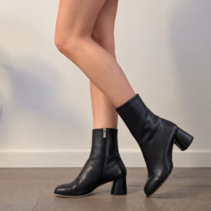 Lin Stivaletto in nappa nera con tacco a blocco 50 mm