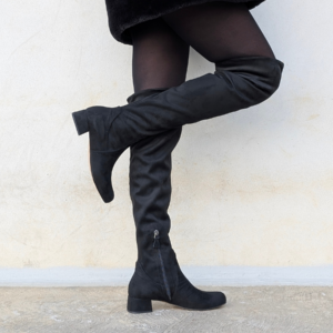 Nadia Stivale cuissard in camoscio stretch nero
