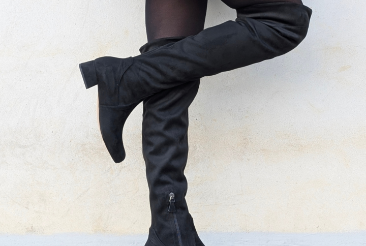 Nadia Stivale cuissard in camoscio stretch nero